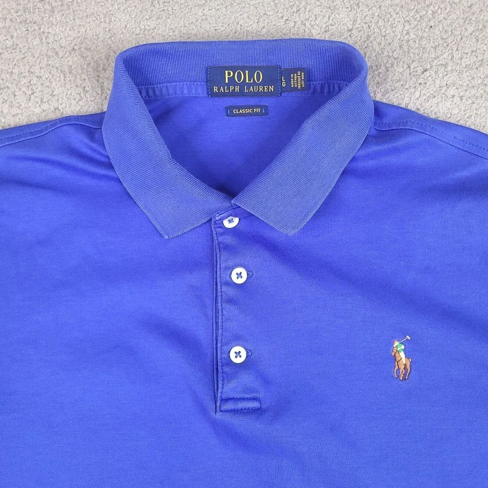 Polo‎ Ralph Lauren Polo Shirt Men's Large Blue Classic Fit Jockey Cotton